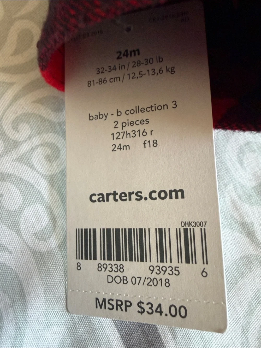 🪾Carter’s Red & Black Plaid Shirt with Gray Jogger Pants - Kids Bottoms Set 🪾